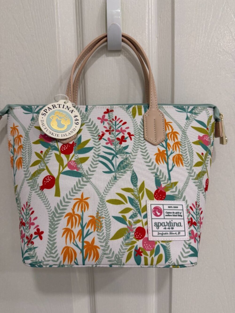 Spartina Out to Lunch Bag Queenie Topiary White Tote Handbag NWT